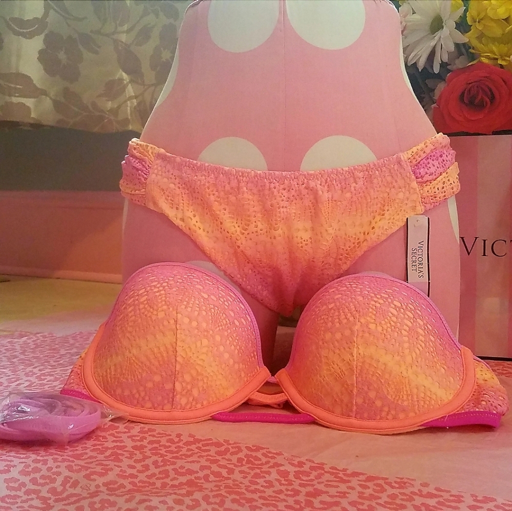 VICTORIA SECRET OMBRE BIKINI 34D+Med Bottoms SexY